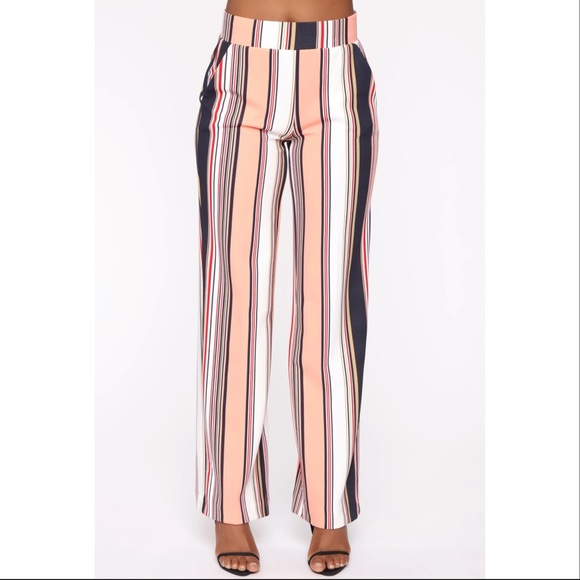 Fashion Nova More Stripes Flare Pants - Salmon - Picture 8 of 10